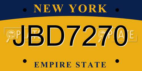 JBD7270 New York License Plate