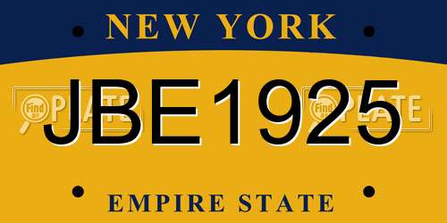 JBE1925 New York License Plate