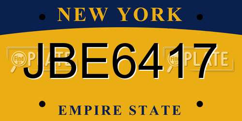 JBE6417 New York License Plate