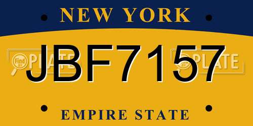 JBF7157 New York License Plate