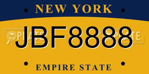 JBF8888 New York License Plate