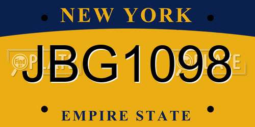 JBG1098 New York License Plate