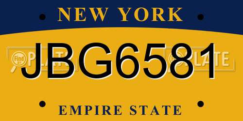 JBG6581 New York License Plate