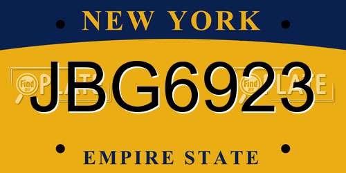 JBG6923 New York License Plate