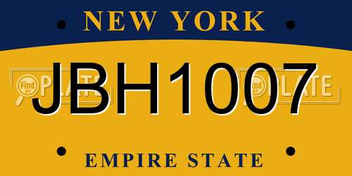 JBH1007 New York License Plate