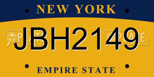 JBH2149 New York License Plate
