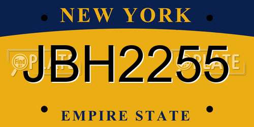 JBH2255 New York License Plate