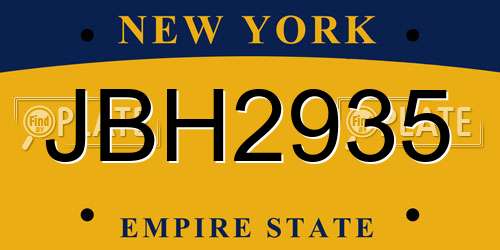 JBH2935 New York License Plate