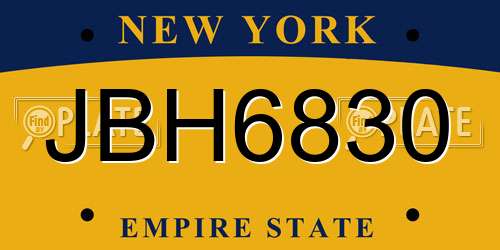 JBH6830 New York License Plate
