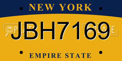 JBH7169 New York License Plate
