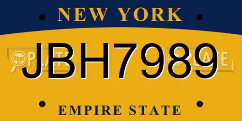 JBH7989 New York License Plate