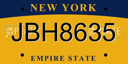 JBH8635 New York License Plate