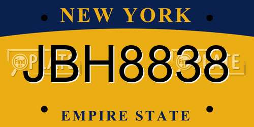 JBH8838 New York License Plate