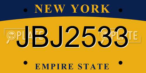 JBJ2533 New York License Plate