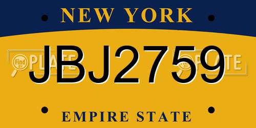JBJ2759 New York License Plate