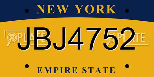 JBJ4752 New York License Plate