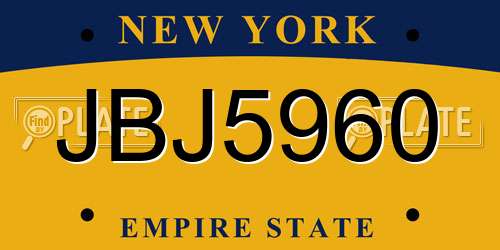 JBJ5960 New York License Plate