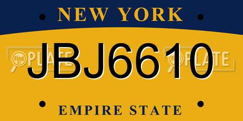 JBJ6610 New York License Plate