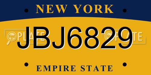JBJ6829 New York License Plate