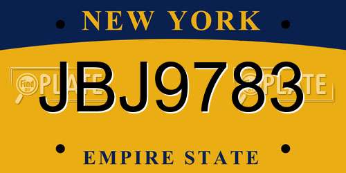 JBJ9783 New York License Plate