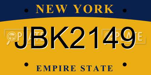 JBK2149 New York License Plate
