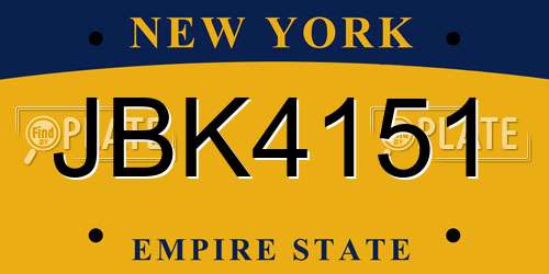JBK4151 New York License Plate