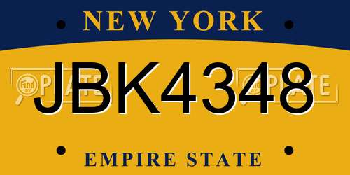 JBK4348 New York License Plate