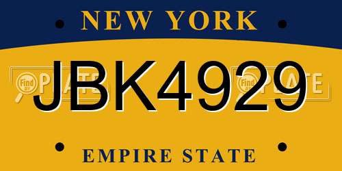 JBK4929 New York License Plate
