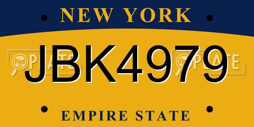 JBK4979 New York License Plate