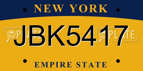 JBK5417 New York License Plate