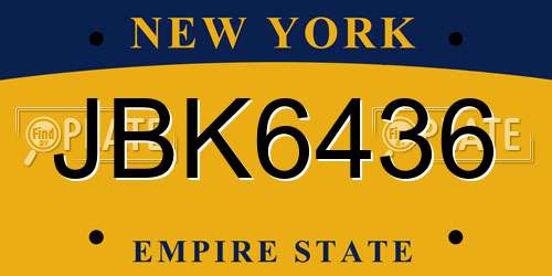 JBK6436 New York License Plate