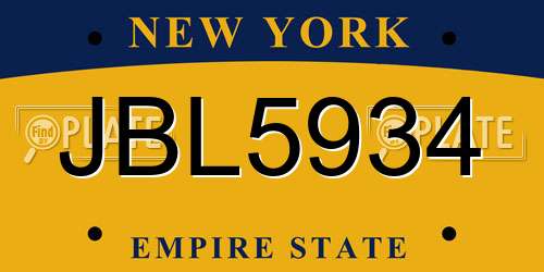 JBL5934 New York License Plate