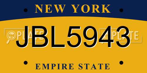 JBL5943 New York License Plate