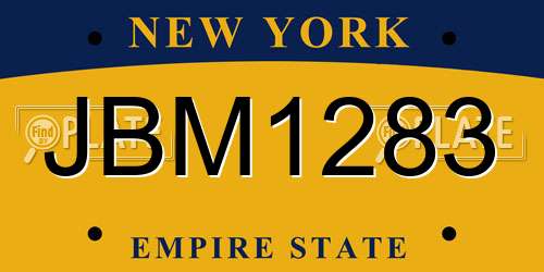 JBM1283 New York License Plate