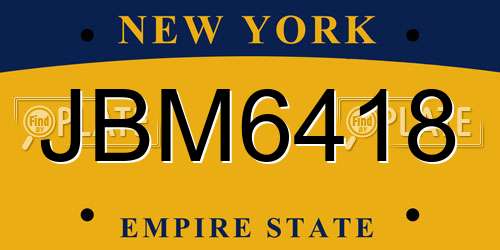 JBM6418 New York License Plate
