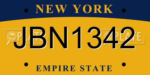 JBN1342 New York License Plate