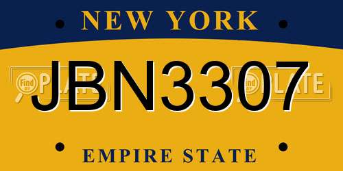 JBN3307 New York License Plate