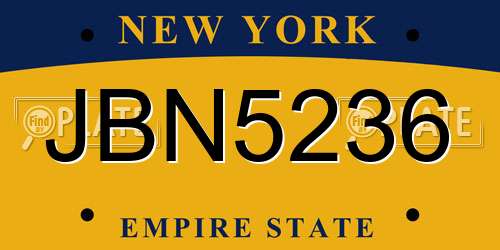 JBN5236 New York License Plate