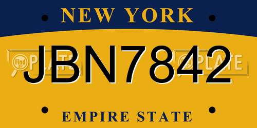 JBN7842 New York License Plate