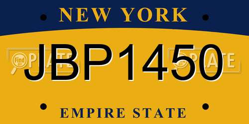 JBP1450 New York License Plate