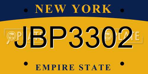 JBP3302 New York License Plate