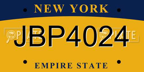 JBP4024 New York License Plate
