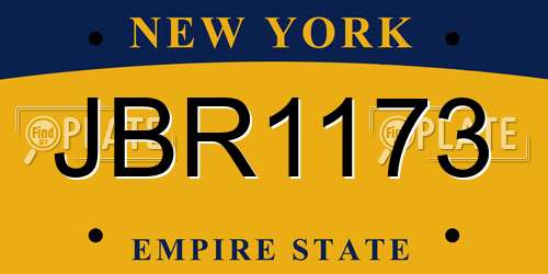 JBR1173 New York License Plate