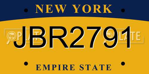 JBR2791 New York License Plate