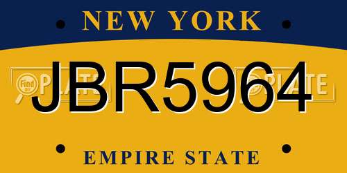 JBR5964 New York License Plate