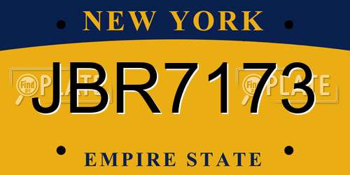 JBR7173 New York License Plate