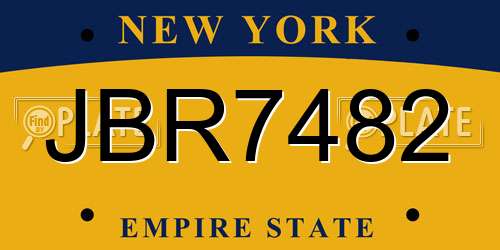 JBR7482 New York License Plate