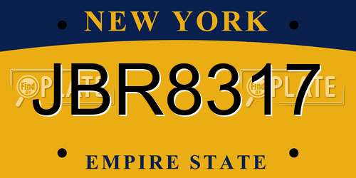JBR8317 New York License Plate