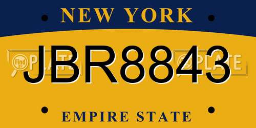 JBR8843 New York License Plate