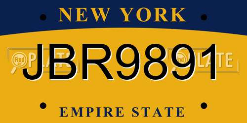 JBR9891 New York License Plate